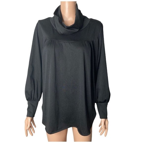 Vintage Avon Blouse Womens Size 8L Medium Black Turtleneck - Picture 1 of 12